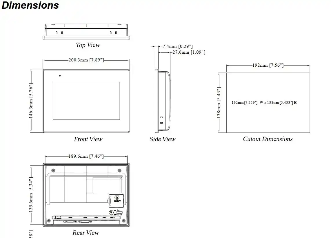 kích thước hmi MT8071iP