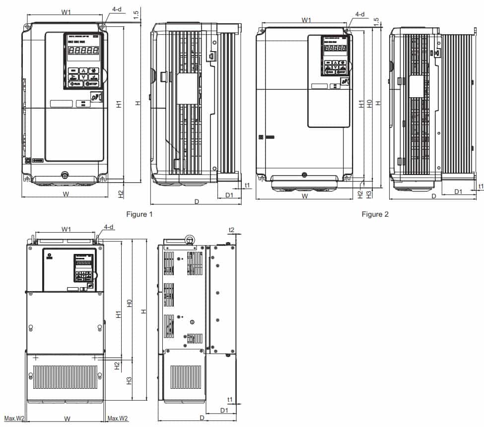 kích thước biến tần CIMR-AT4A0103AAA